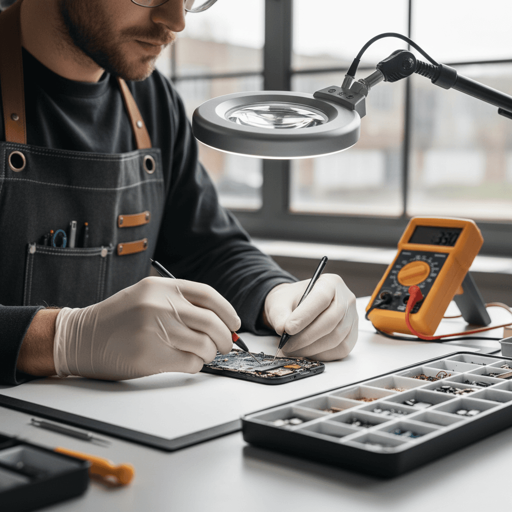 Electronics service technician providing after-sales support